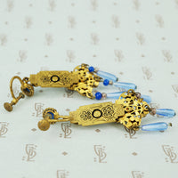 Czchoslovakian art glass and brass screw back earrings back view