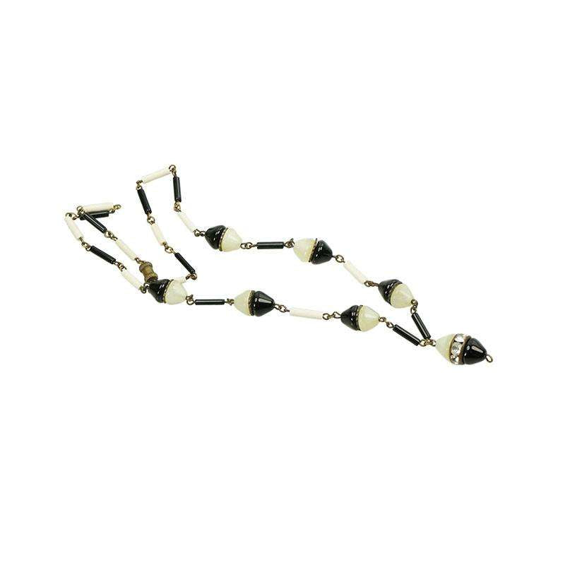 Art Deco Black and White Czech Necklace