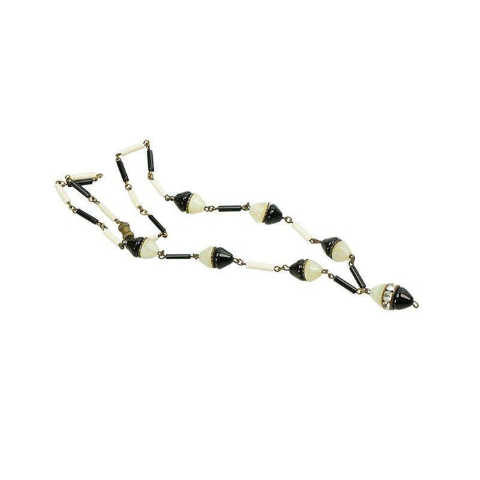 Art Deco Black and White Czech Necklace