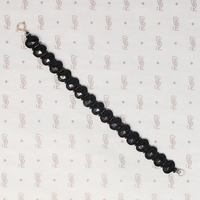 Moulded Black Glass Czech Bead Bracelet