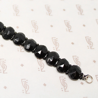 Moulded Black Glass Czech Bead Bracelet
