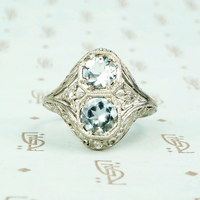 platinum and aquamaring diamond filigree ring circa 1915