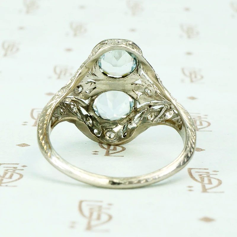 Edwardian Platinum Filigree Aquamarine Ring