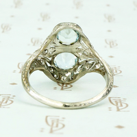 Edwardian Platinum Filigree Aquamarine Ring