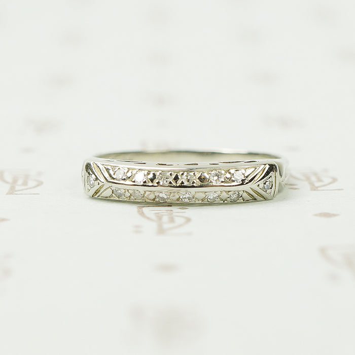 Vintage Double Row Knife Edge Diamond Band