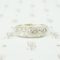double row diamond white gold band vintage 1940's
