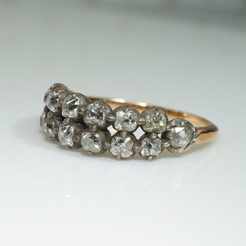 Georgian Double Row Half Hoop OMC Diamond Ring