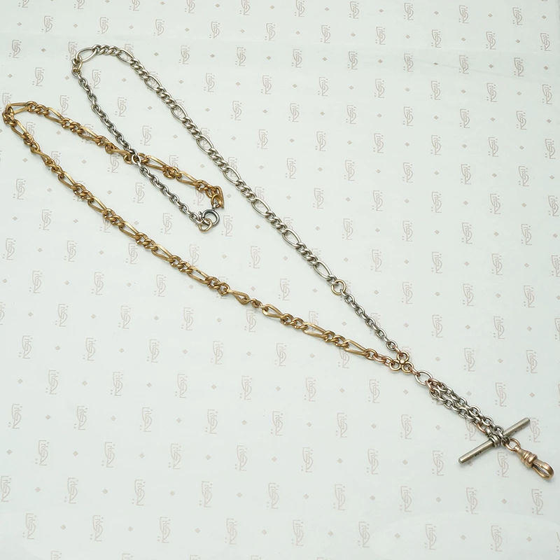 recycled chains double chunky figaro with t-bar and swivel hook