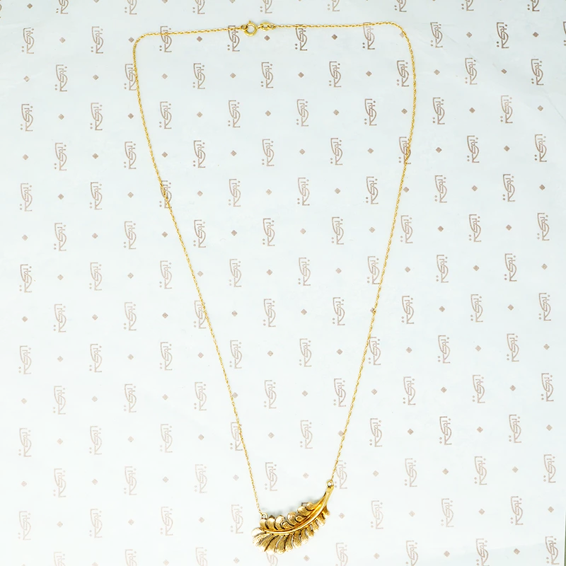 gold vintage feather necklace