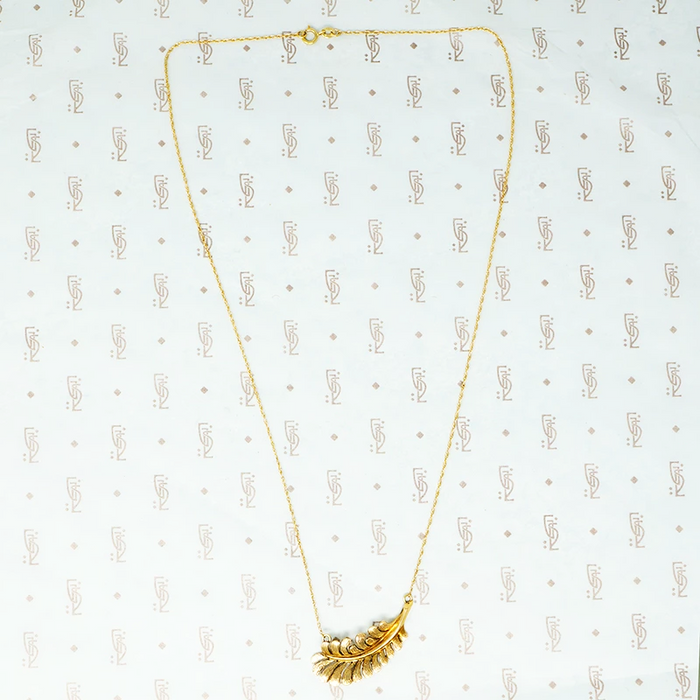 gold vintage feather necklace