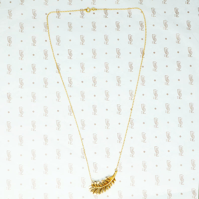 gold vintage feather necklace