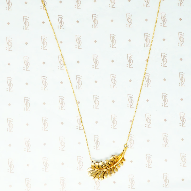 gold vintage feather necklace