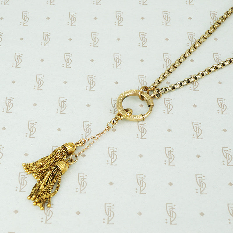 matched antique 15k gold tassels to hang from your chain