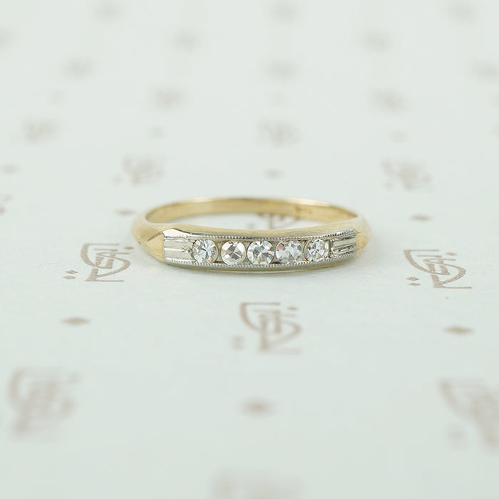 2 tone gold and diamond band 1940's