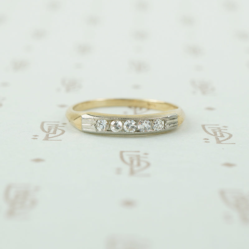 2 tone gold and diamond band 1940's