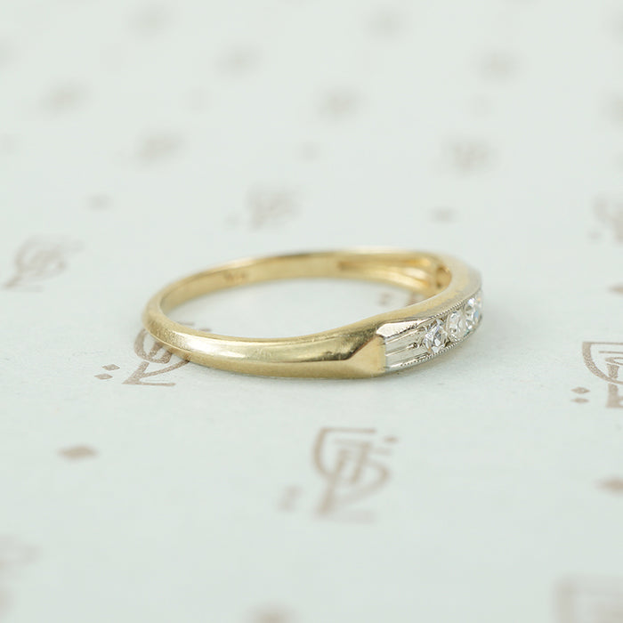 side view 2 tone gold and diamond band 1940's