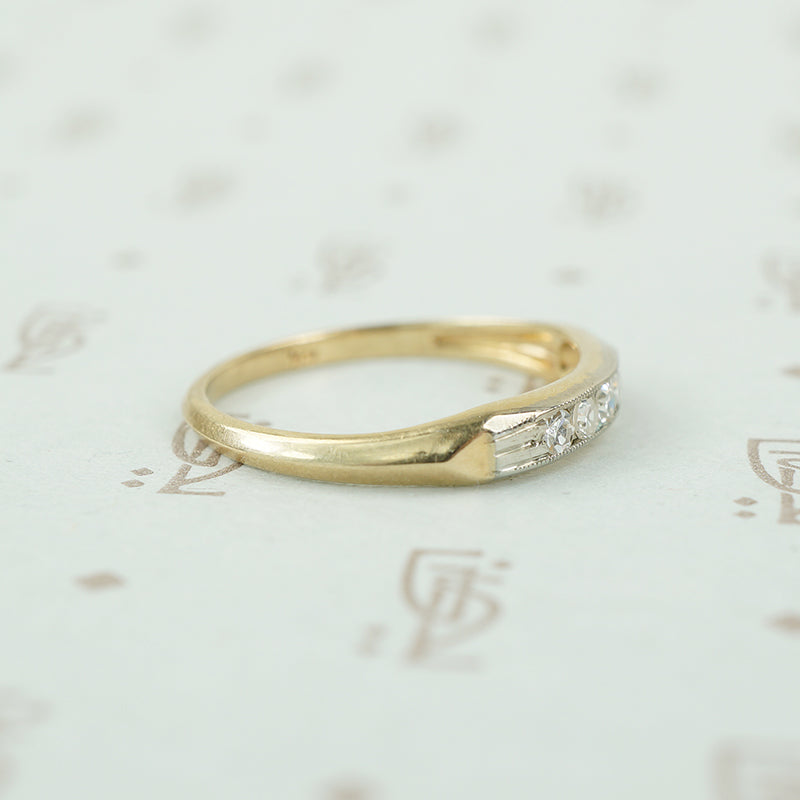 side view 2 tone gold and diamond band 1940's