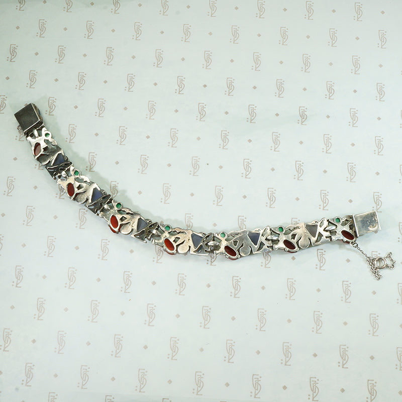 Rare Art Deco Gem Set Marcasite Bracelet