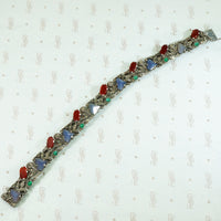 Rare Art Deco Gem Set Marcasite Bracelet