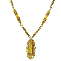 Vintage Art Deco Czechoslovokian Necklace - Gem Set Love