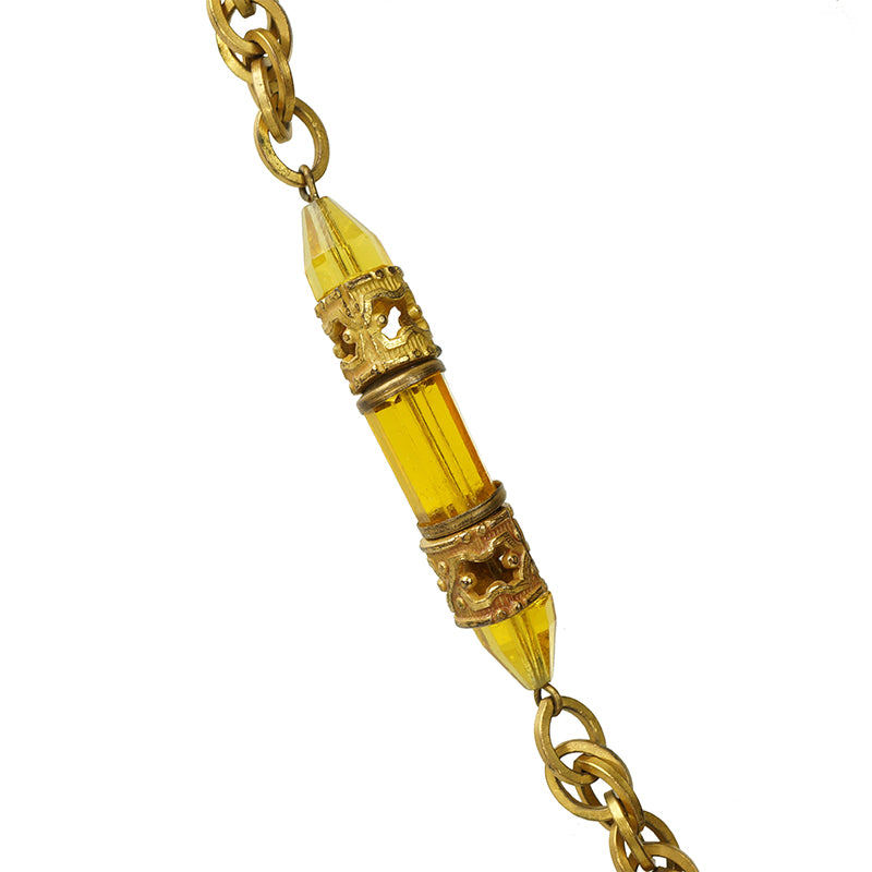 Vintage Art Deco Czechoslovokian Necklace - Gem Set Love