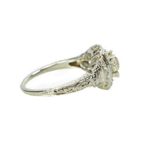 Step Side Deco Diamond Engagement Ring