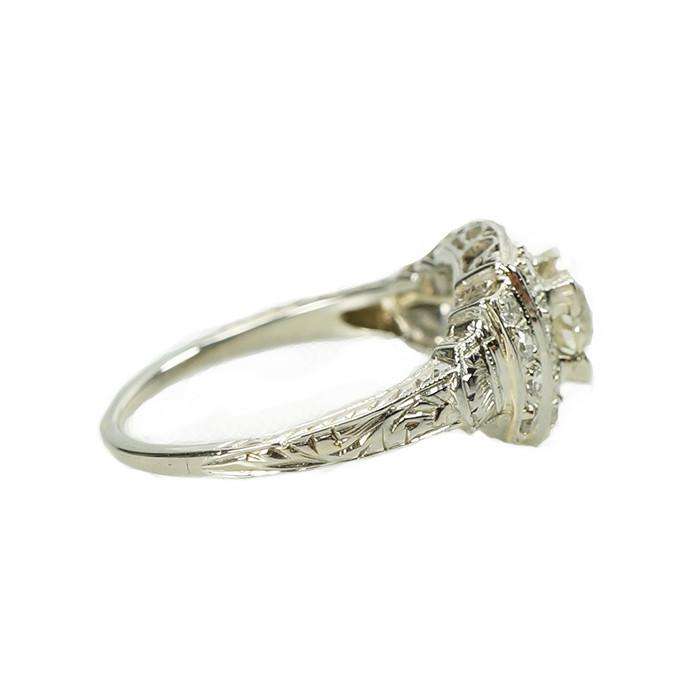 Step Side Deco Diamond Engagement Ring