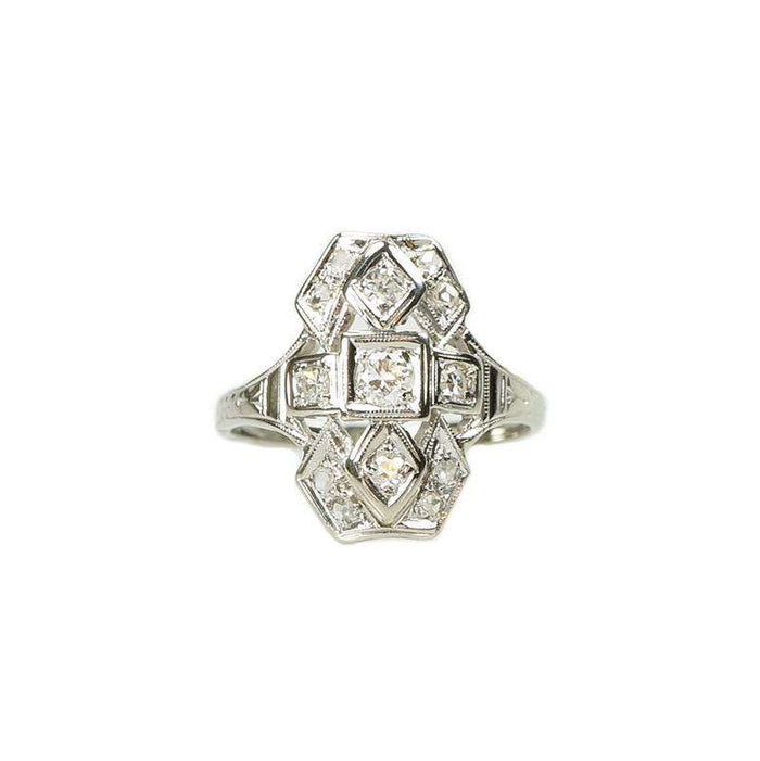 Vintage White Gold Art Deco Diamond Ring
