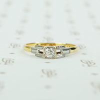1930's art deco diamond 2 tone engagement ring