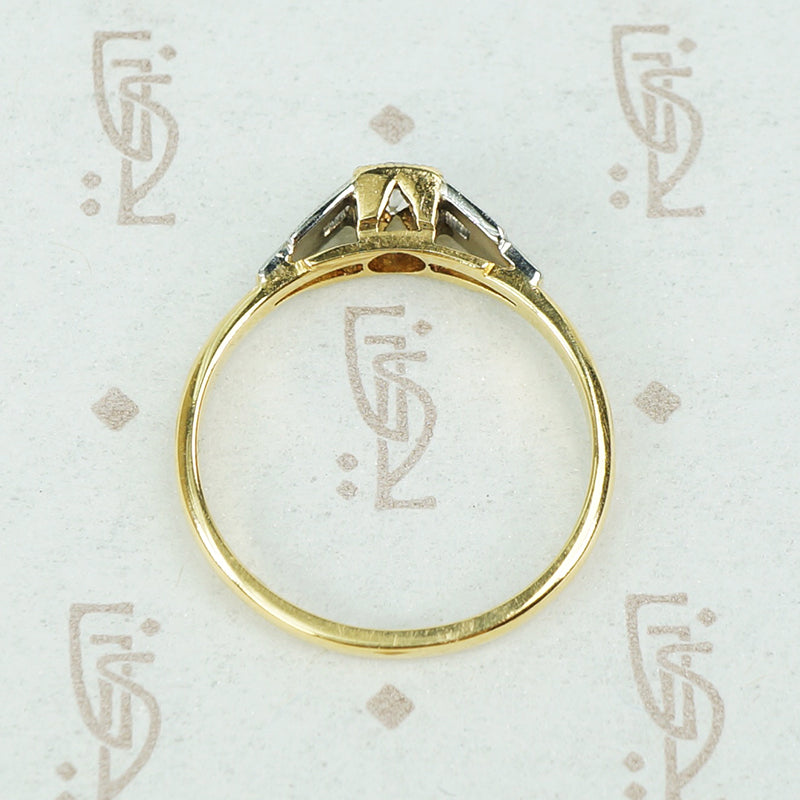 The Deco Delight Two Tone Gold and Diamond Engagement Ring