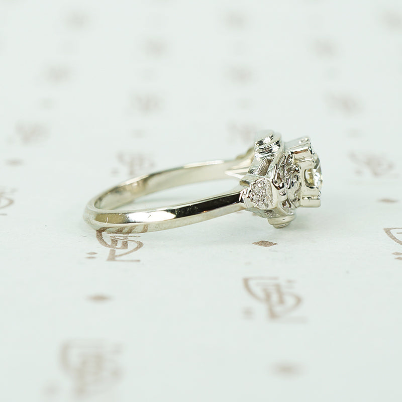 art deco white gold oec diamond engagement ring