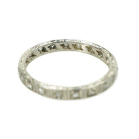 Beautifully Engraved Platinum and Diamond Eternity Band