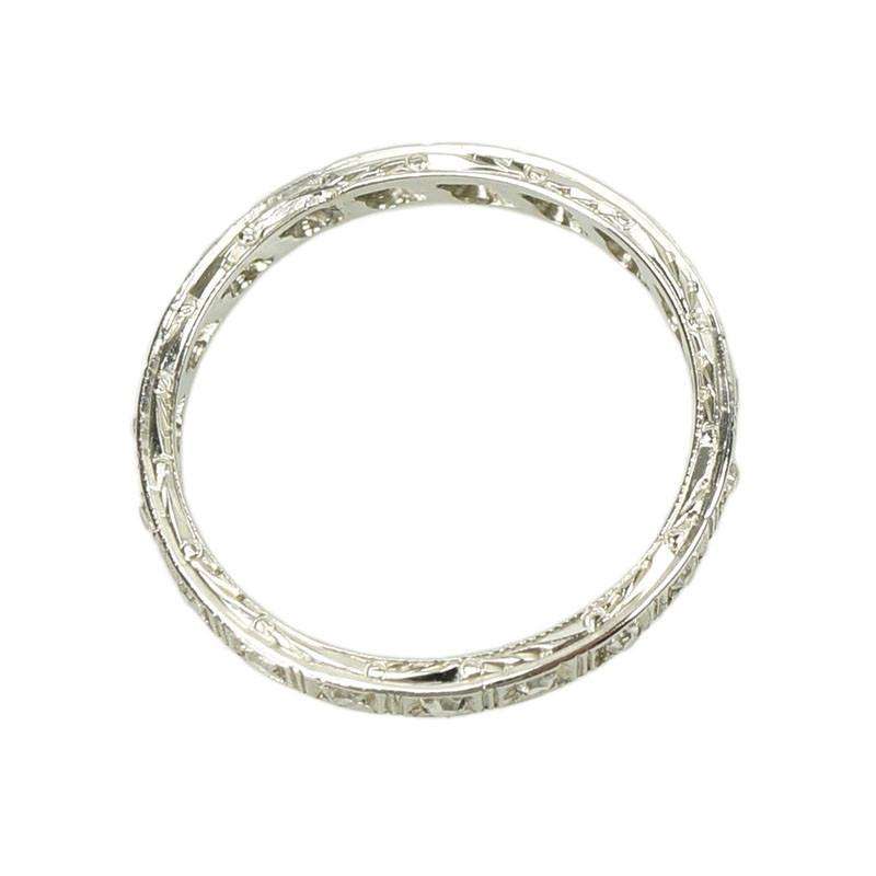 Beautifully Engraved Platinum and Diamond Eternity Band