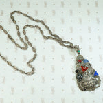 Fantastical Art Deco Sterling Marcasite Gem Set Necklace