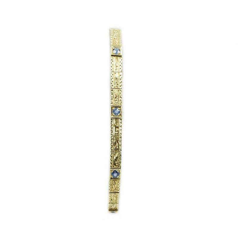 Vintage 1920s Bracelet Yellow Gold and Montana Sapphires