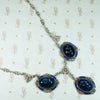 Exquisite Lapis Marcasite & Enamel Silver Necklace