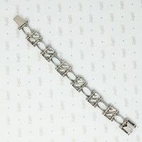 art deco sterling silver marcasite bracelet back view
