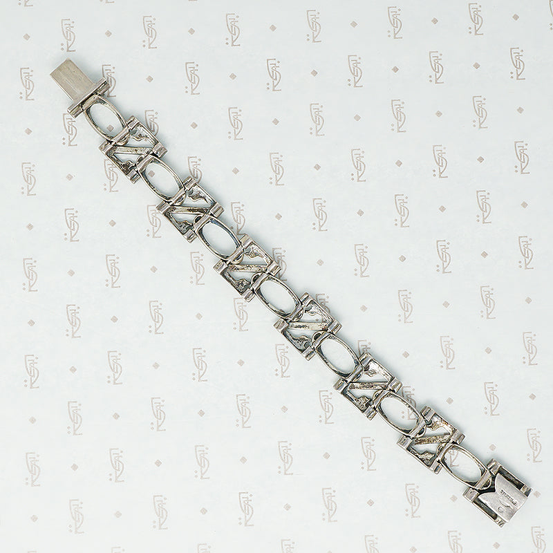 art deco sterling silver marcasite bracelet back view