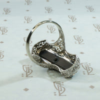 Exceptional Art Deco Enameled Onyx Filigree Ring