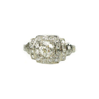 Step Side Deco Diamond Engagement Ring
