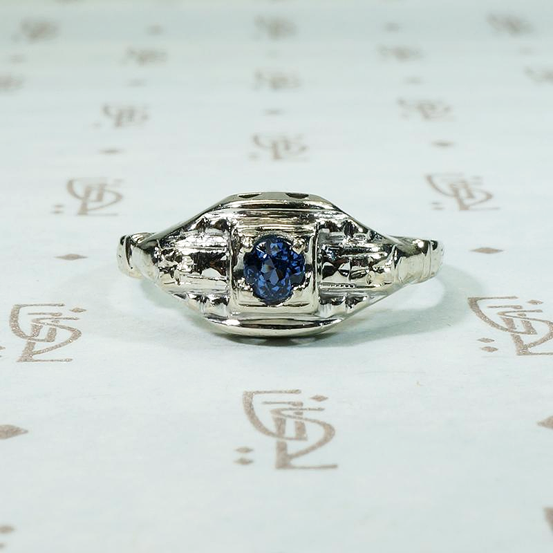 Sweet Sapphire Ring Signed Happiness
