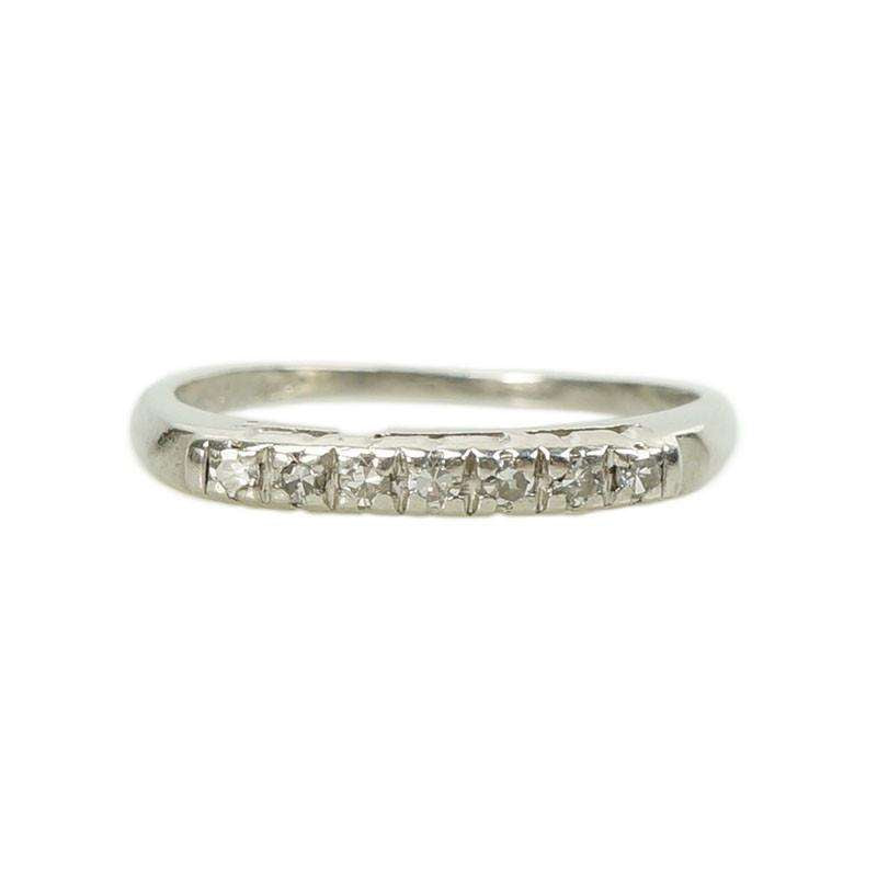Classic 1940s Platinum Wedding Band set with 7 Diamonds