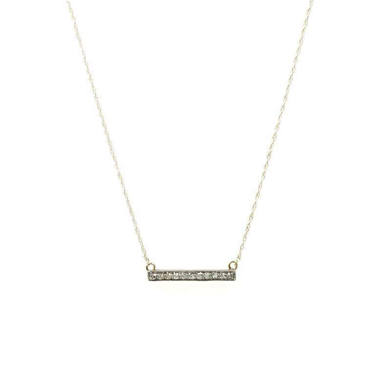 Platinum and Yellow Gold Vintage Diamond Bar Necklace