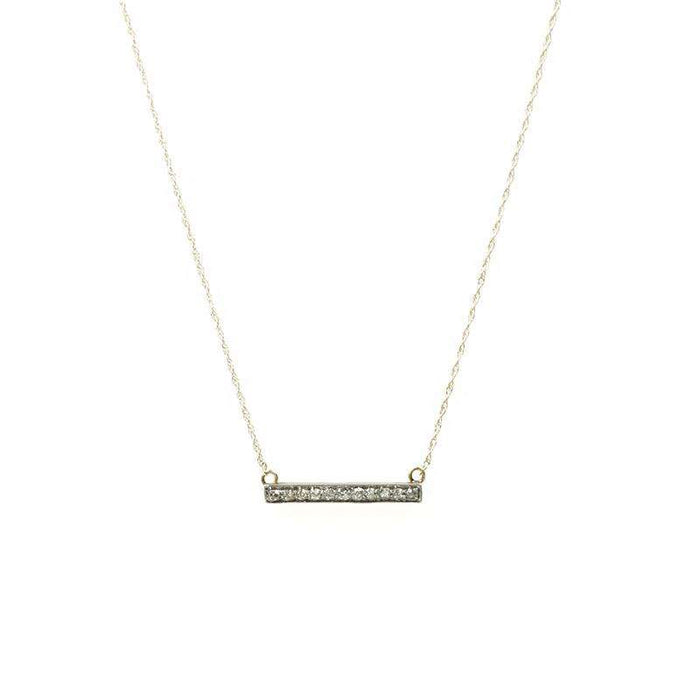 Platinum and Yellow Gold Vintage Diamond Bar Necklace