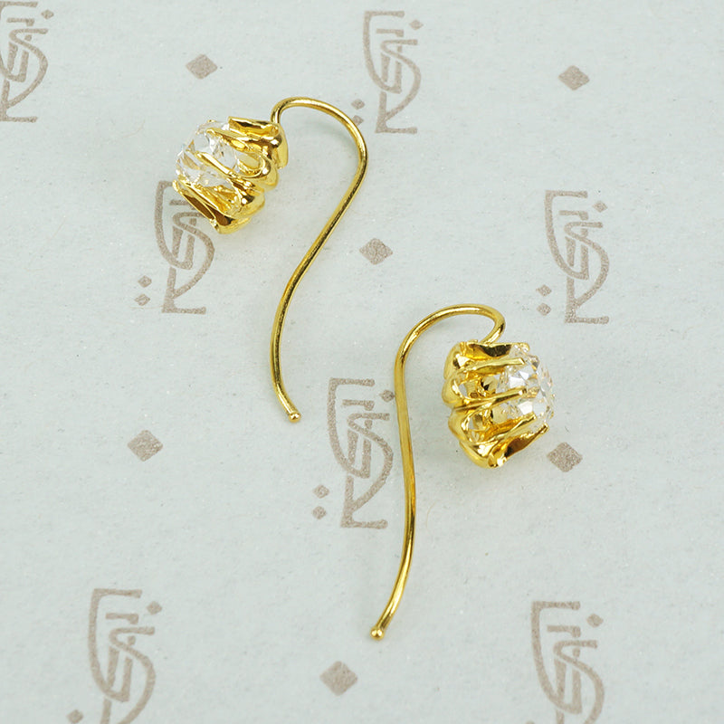 Delightful Pair of Antique Cushion Cut Diamond Drop Earrings