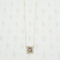 gold enamel and rose cut diamond necklace