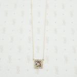 gold enamel and rose cut diamond necklace