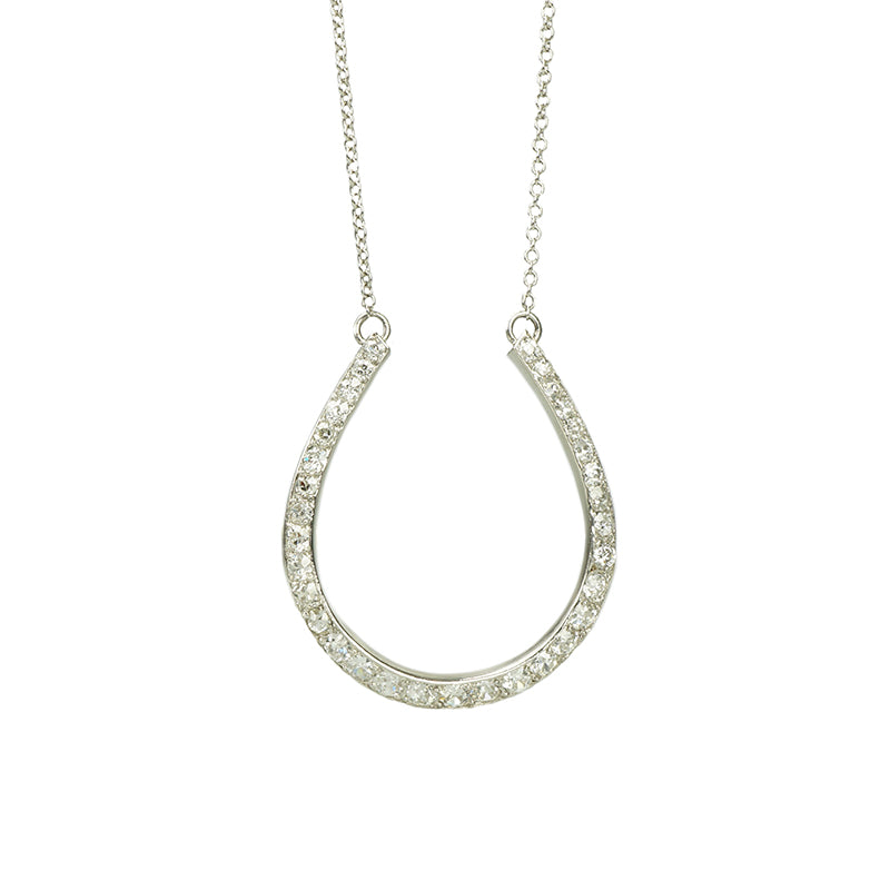 Gorgeous Big Platinum and Diamond Horseshoe Necklace