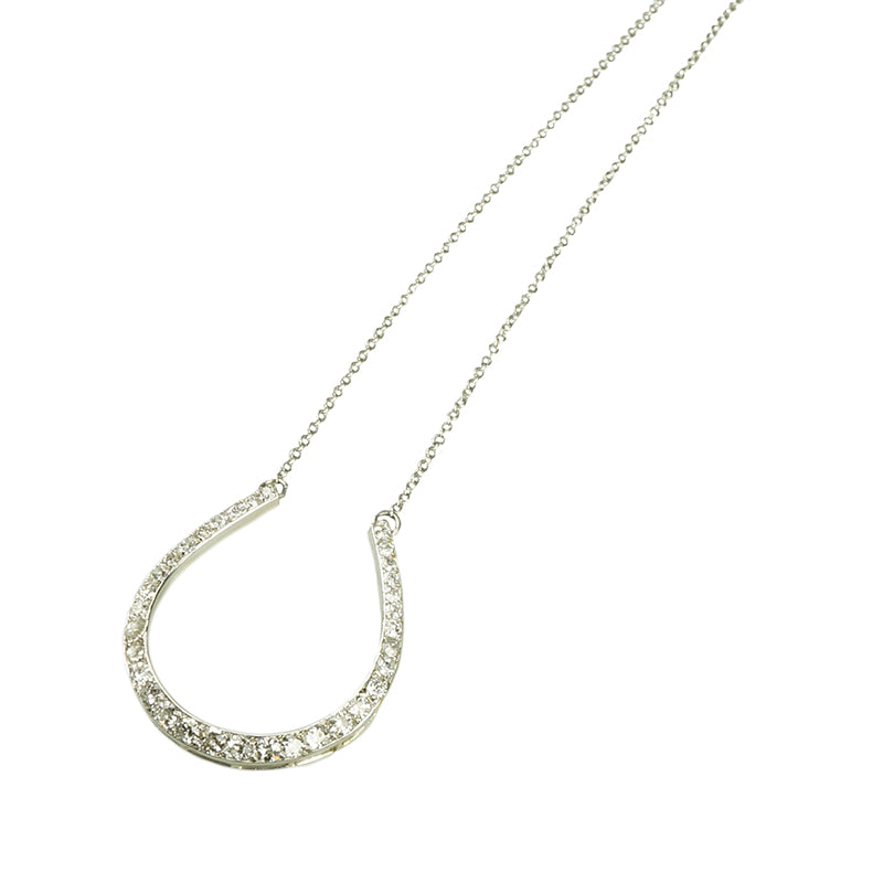 Gorgeous Big Platinum and Diamond Horseshoe Necklace