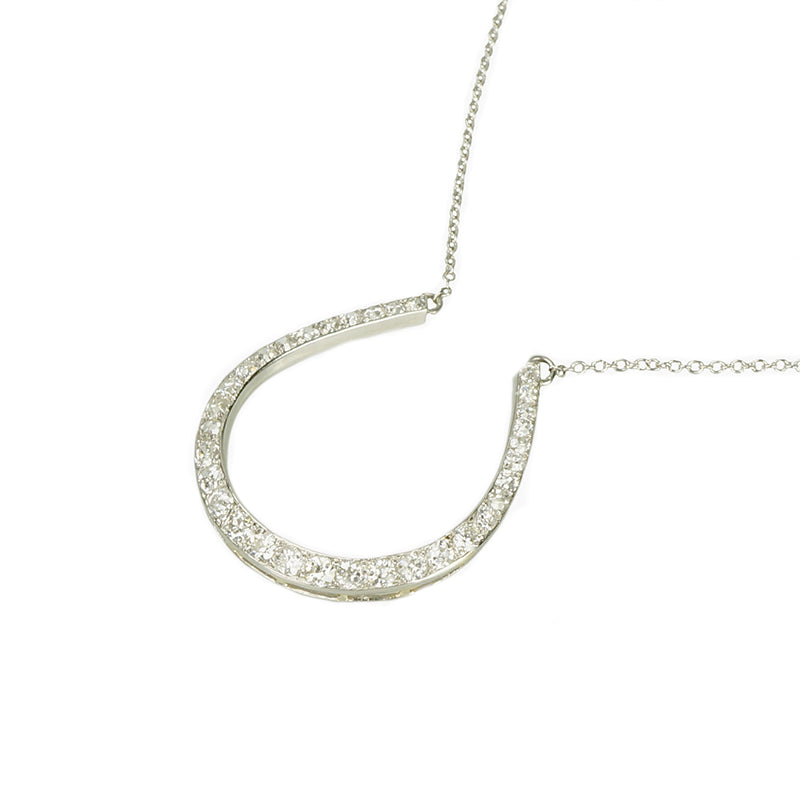 Gorgeous Big Platinum and Diamond Horseshoe Necklace